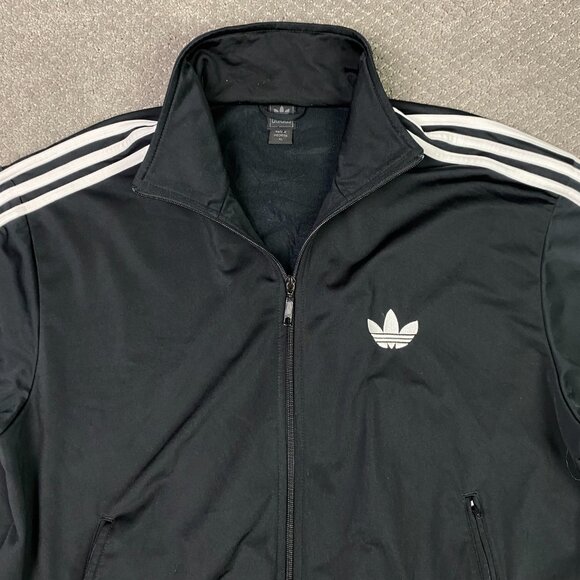 Vintage Y2K 2000s Adidas Track Jacket Men's XL Black 3 Stripes Trefoil Firebird - Picture 4 of 12